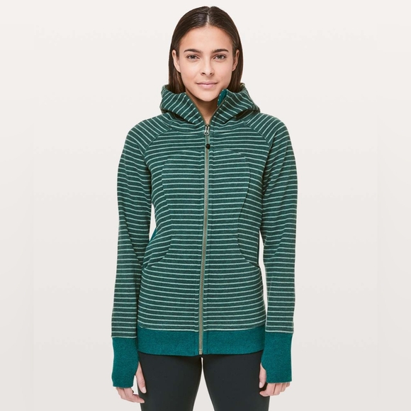 Lululemon Scuba Jacket Green Stripe - Size 4 - Picture 1 of 9